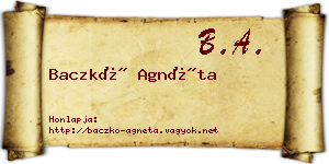 Baczkó Agnéta névjegykártya